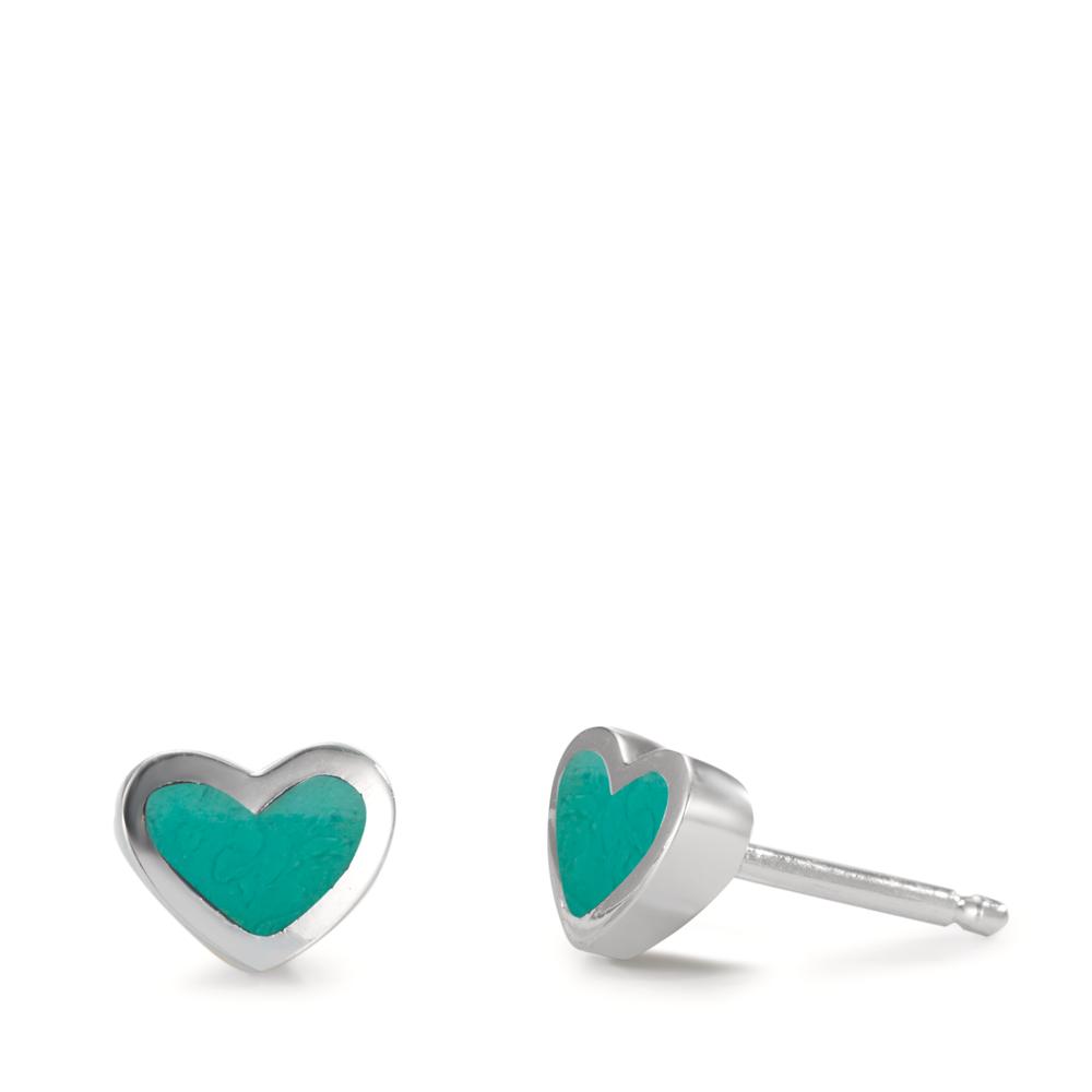 Pendant d'oreilles Argent [synth. Stein] turquoise Laqué Coeur Ø5 mm-601696