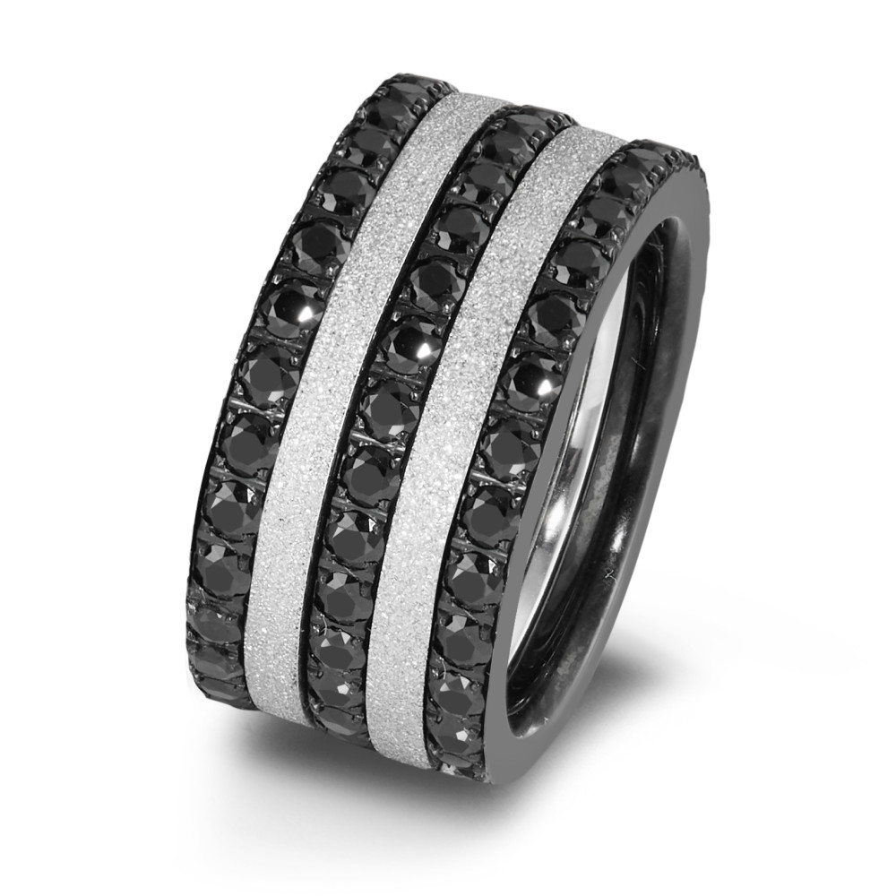 Bague Acier inoxydable Zircone noir-601785