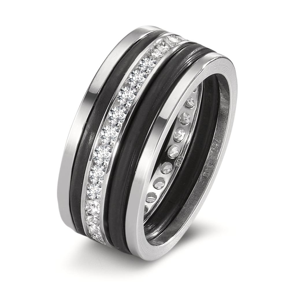 Bague Or blanc 18K, Carbone Diamant 1 ct, 28 Pierres, brillant-601815