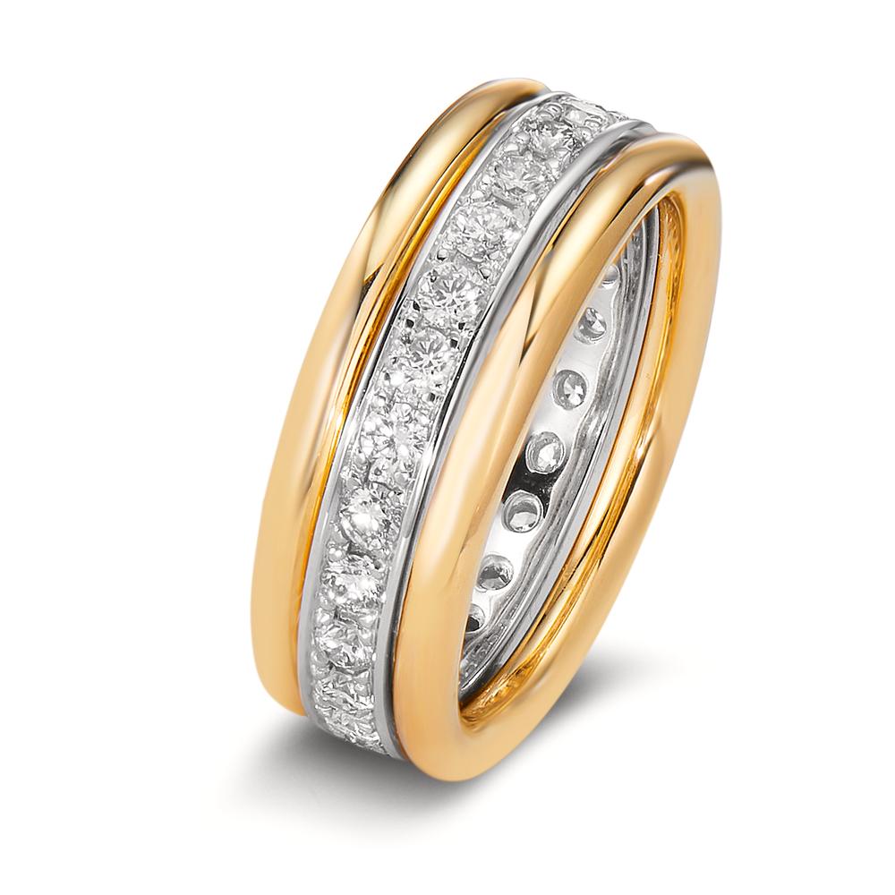 Bague Or blanc 18K, Or jaune 18K Diamant blanc, 1 ct, 25 Pierres, brillant-601817