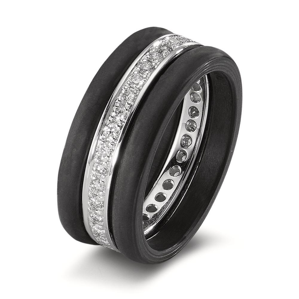 Bague Or blanc 18K, Carbone Diamant 0.50 ct, 35 Pierres, w-si-601831