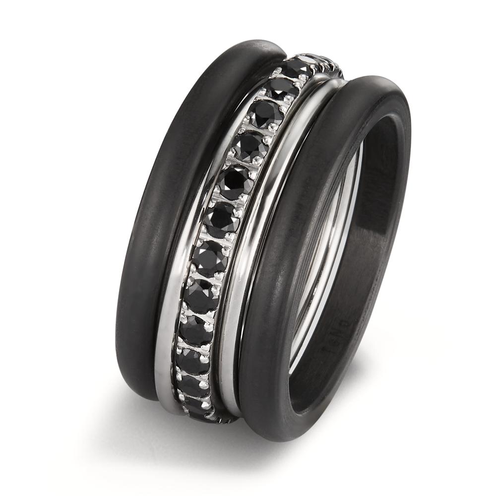 Bague Acier inoxydable, Carbone Zircone noir-601837