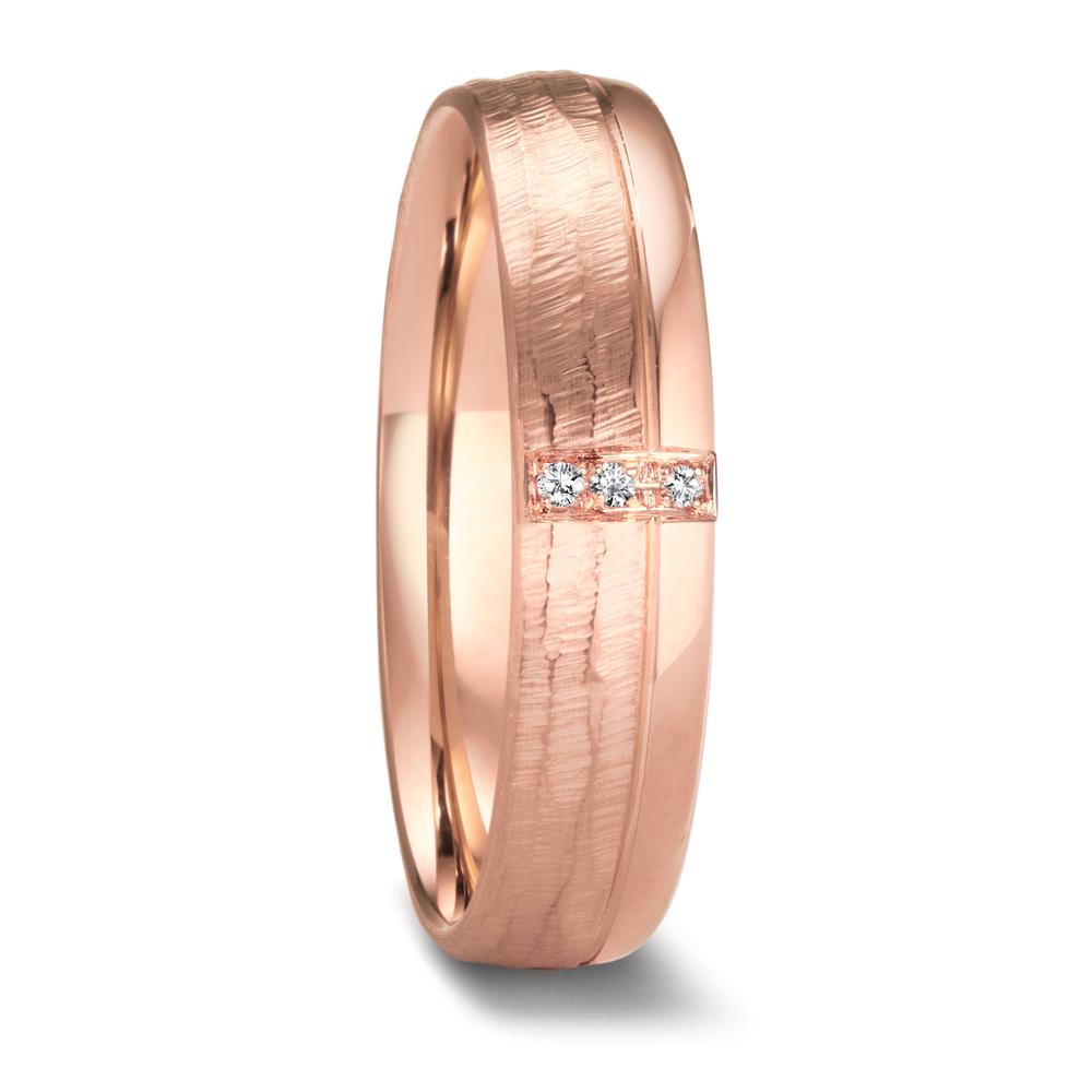 Alliance Or rose 18K Diamant 0.015 ct, 3 Pierres, w-si-601853