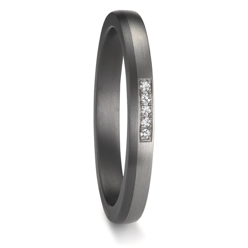 Alliance Tantale 999, Platine 950 Diamant 0.035 ct, 5 Pierres, w-si-601864