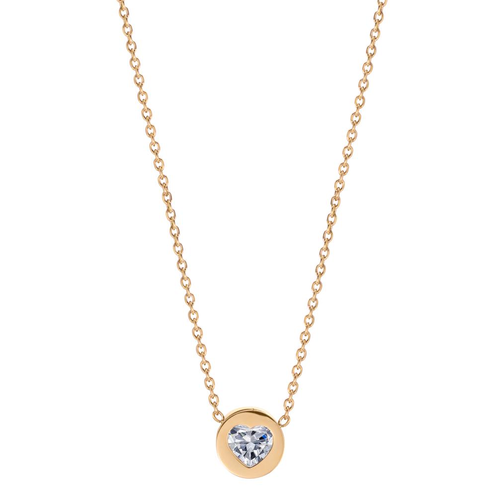 Collier Acier inoxydable Zircone jaune PVD Coeur 40-45 cm-601899