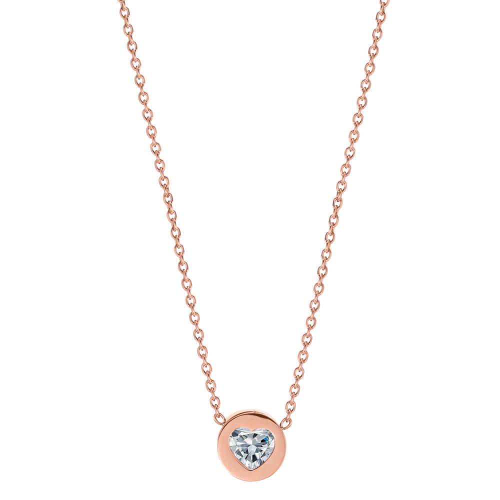 Collier Acier inoxydable Zircone rosé PVD Coeur 40-45 cm-601900