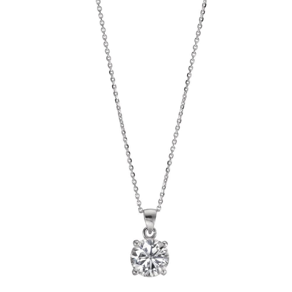 Collier Argent Zircone 2 Pierres Rhodié 42-47 cm-602108