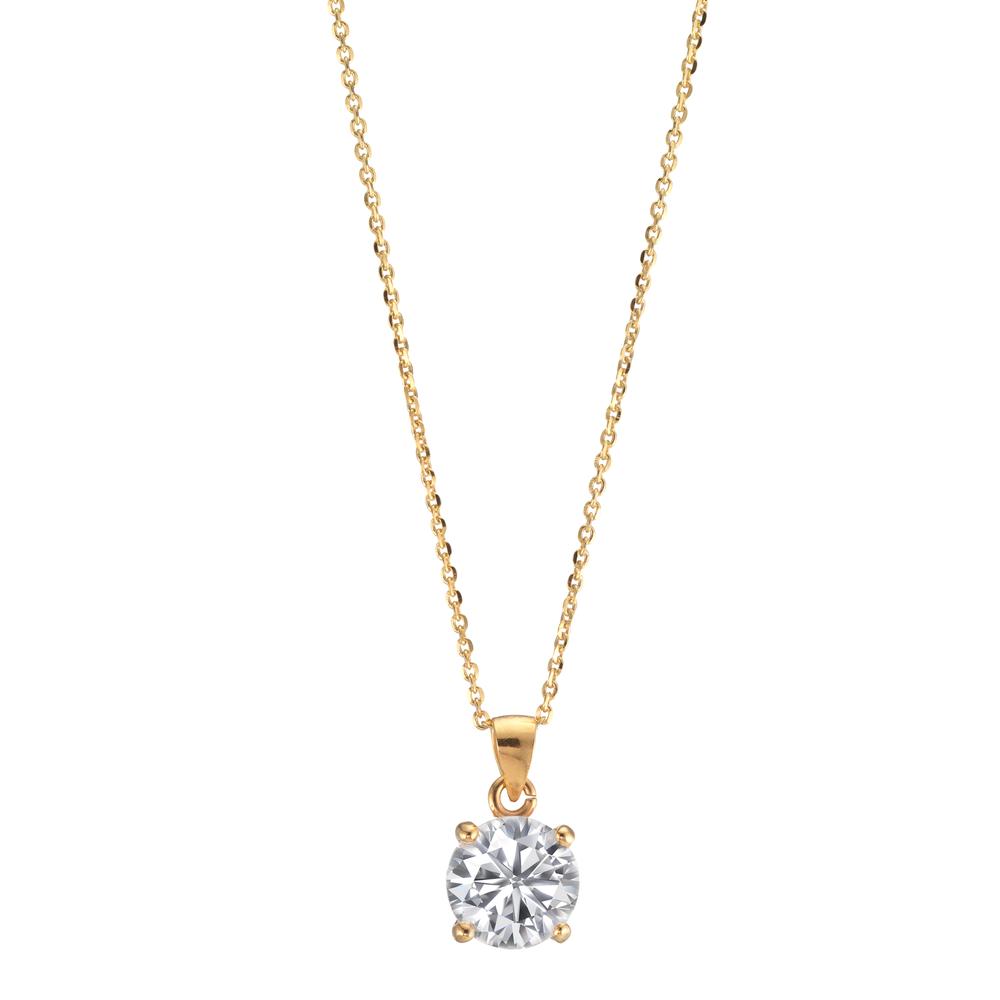 Collier Argent Zircone 2 Pierres jaune Plaqué or 42-47 cm-602112