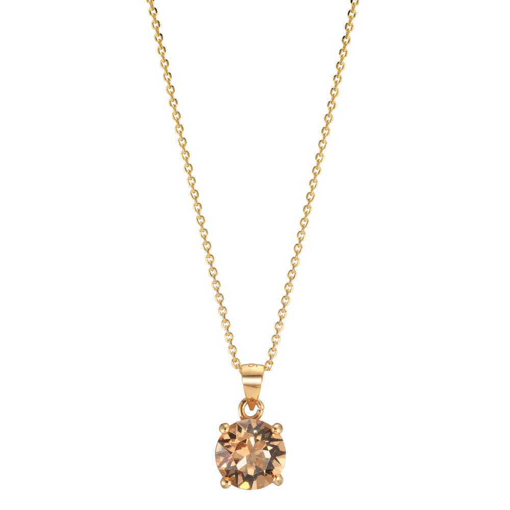 Collier Argent Zircone champagne, 2 Pierres jaune Plaqué or 42-47 cm-602114