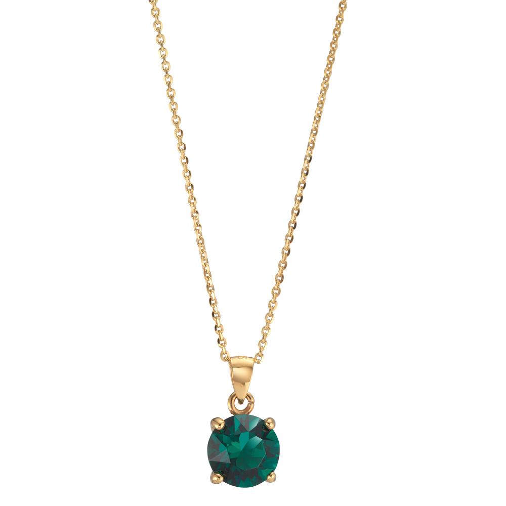 Collier Argent Zircone vert, 2 Pierres jaune Plaqué or 42-47 cm-602116