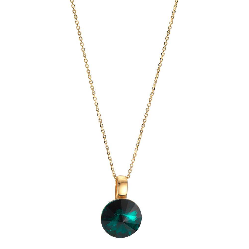 Collier Argent Zircone vert, 2 Pierres jaune Plaqué or 42-47 cm-602120
