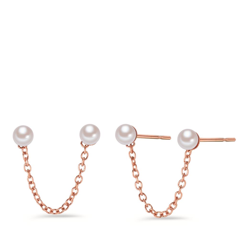 Pendant d'oreilles Acier inoxydable [shining Pearls] blanc, 2 Perles, 3 mm-602324