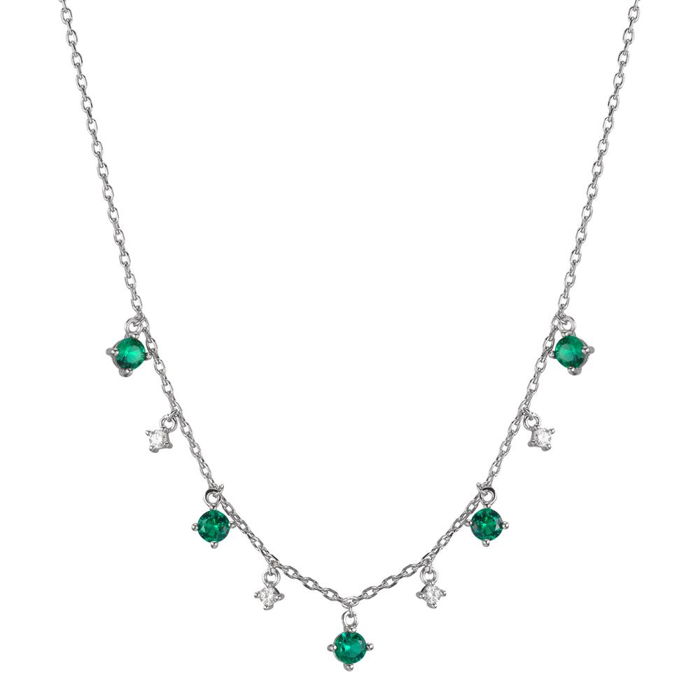 Collier Argent Zircone vert, 9 Pierres Rhodié 38-45 cm-602352