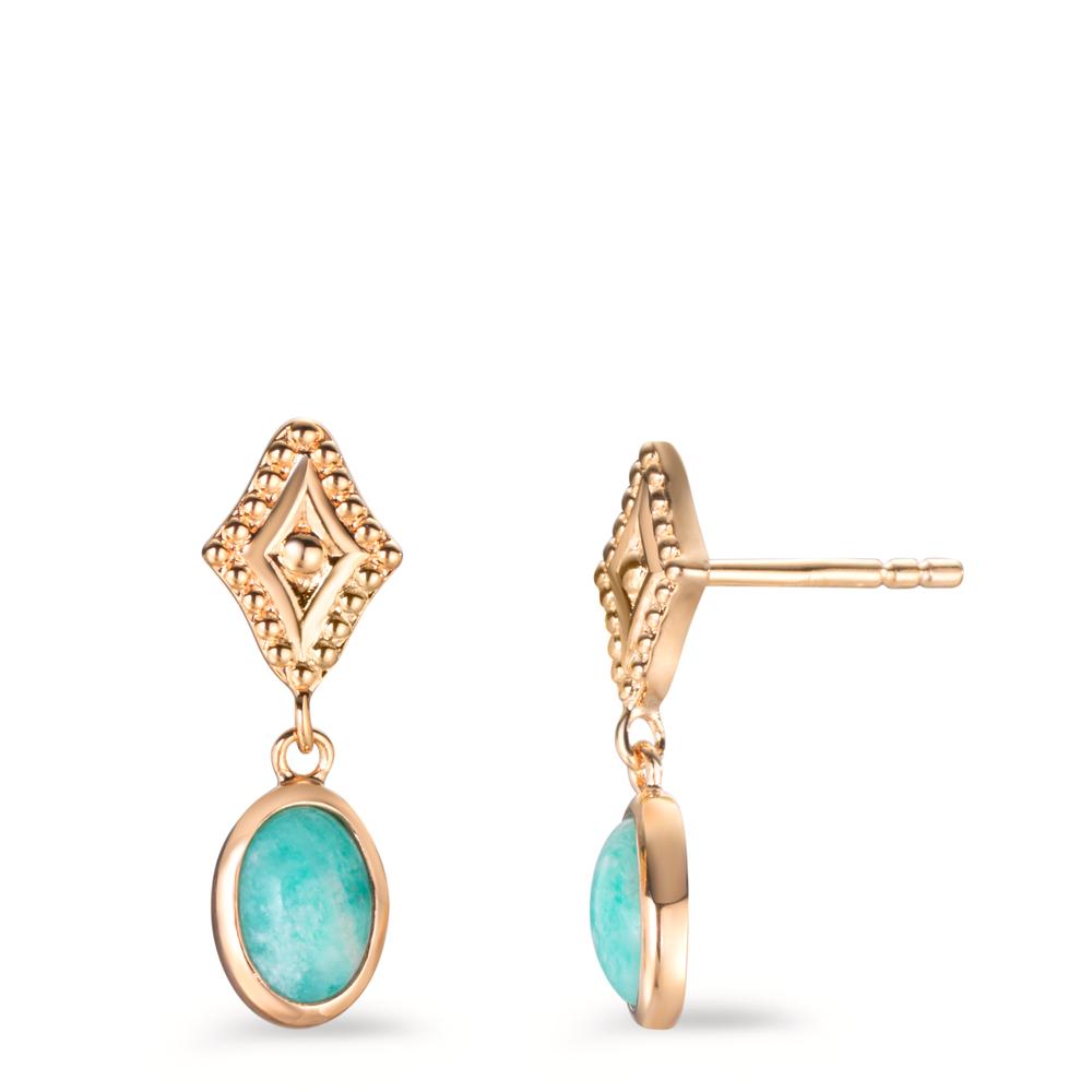 Pendant d'oreilles Bronze Amazonite 2 Pierres Plaqué or-602354