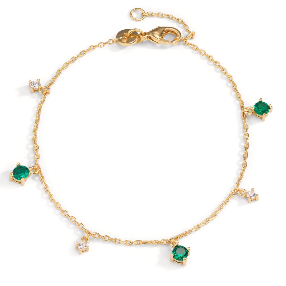 Bracelet Bronze Zircone vert, 6 Pierres Plaqué or 16-18 cm-602359