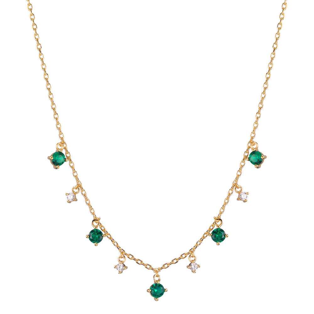 Collier Bronze Zircone vert, 9 Pierres Plaqué or 38-45 cm-602360