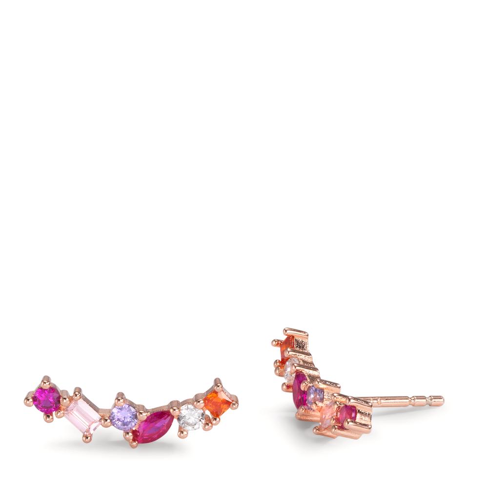 Clous d'oreilles Argent Zircone coloré, 12 Pierres rosé Plaqué or-602400