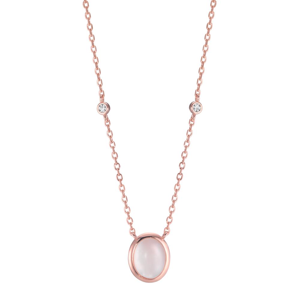 Collier Argent Zircone 2 Pierres rosé Plaqué or nacre blanc 40-45 cm-602406