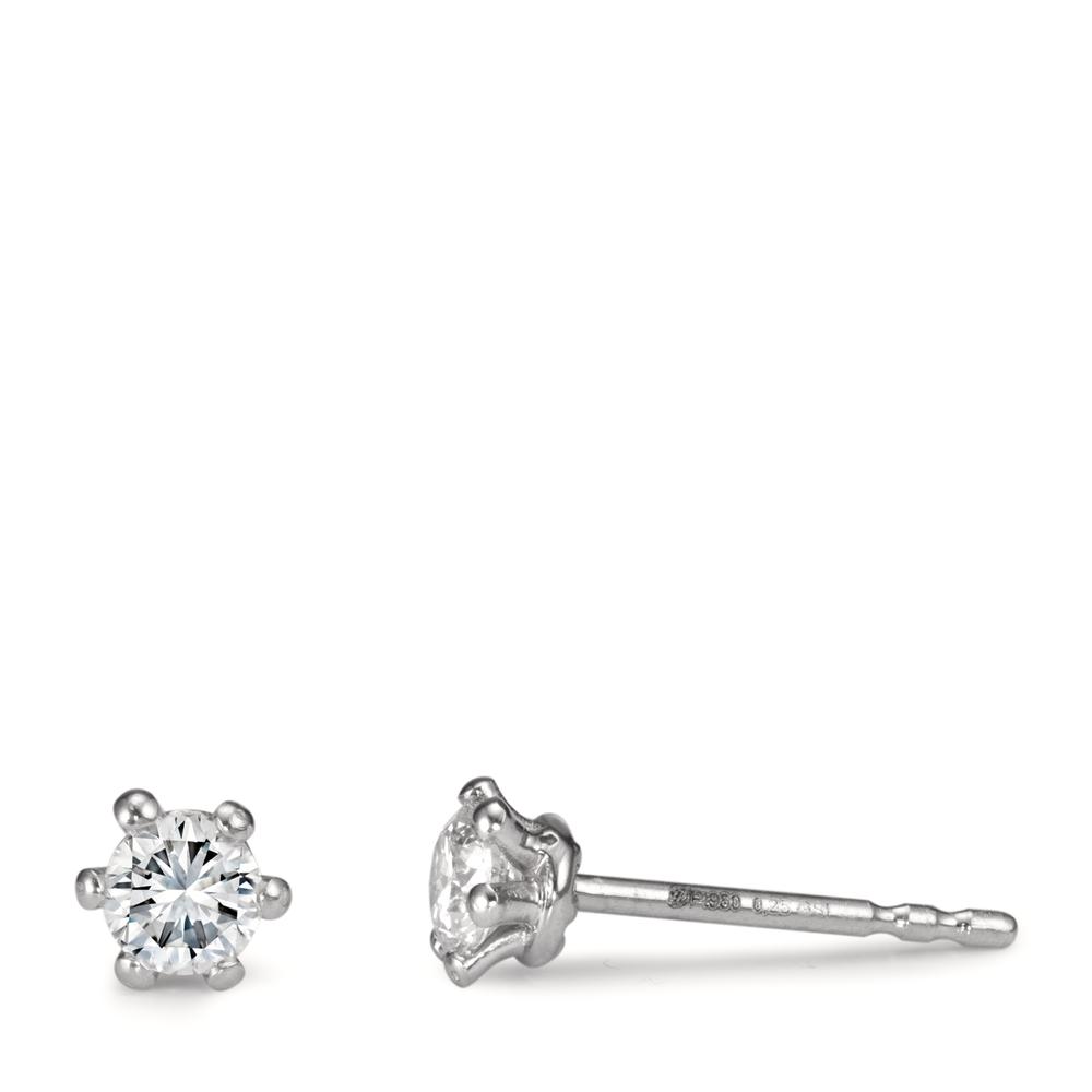 Clous d'oreilles Platine 950 Diamant blanc, 0.50 ct, 2 Pierres, w-si Ø4.8 mm-602534