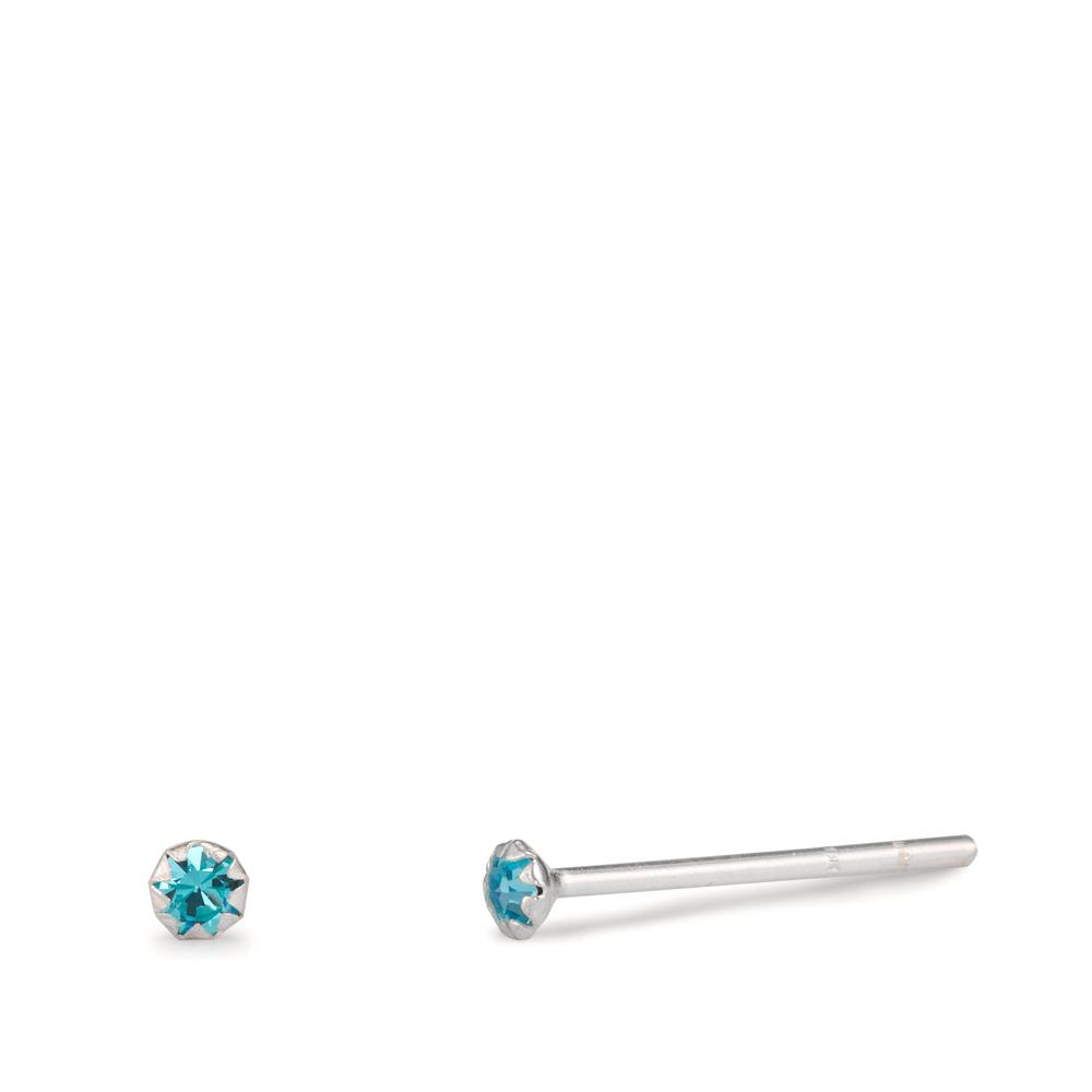 Ohrstecker Silber Zirkonia aqua, 2 Steine Ø2 mm-602622