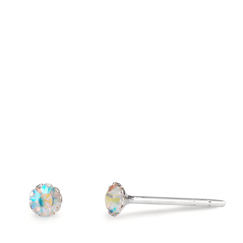 Clous d'oreilles Argent Zircone arc-en-ciel, 2 Pierres Ø3 mm-602623