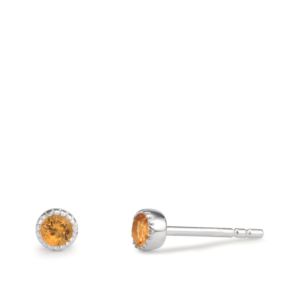 Clous d'oreilles Argent Citrine 2 Pierres Ø4 mm-602629