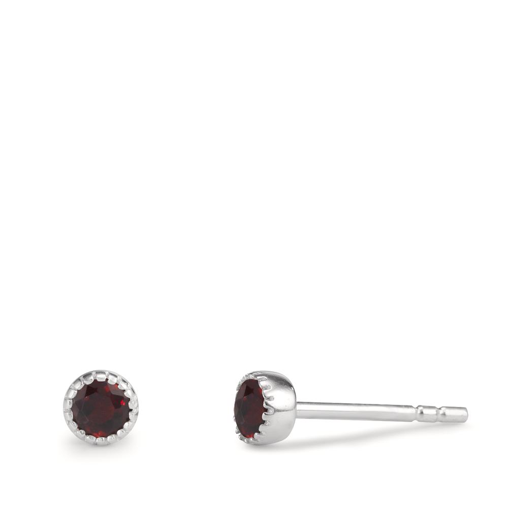 Clous d'oreilles Argent Grenat 2 Pierres Ø4 mm-602631
