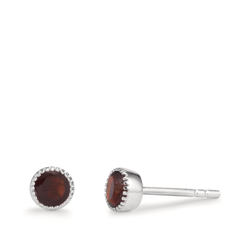Clous d'oreilles Argent Grenat 2 Pierres Ø4.5 mm-602633