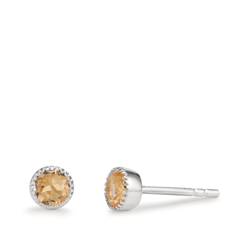 Clous d'oreilles Argent Citrine 2 Pierres Ø4.5 mm-602644