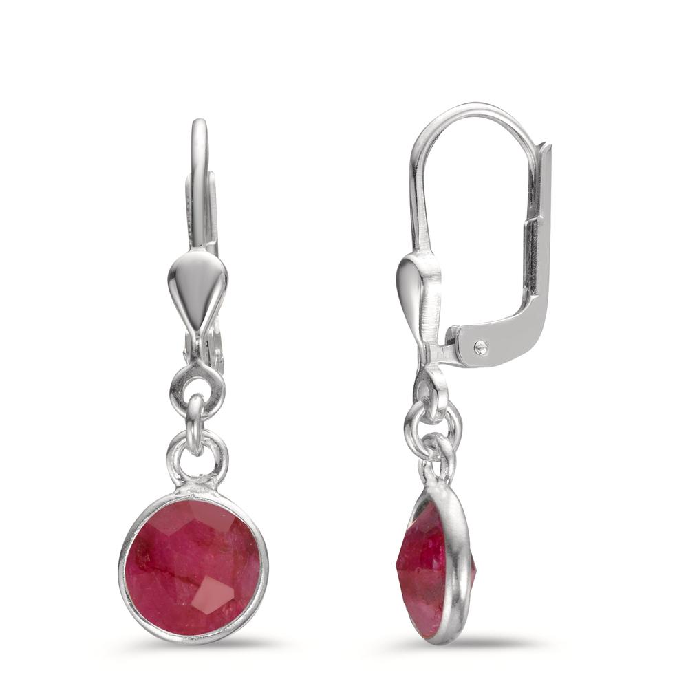 Pendant d'oreilles Argent Rubis 2 Pierres Ø7 mm-602650