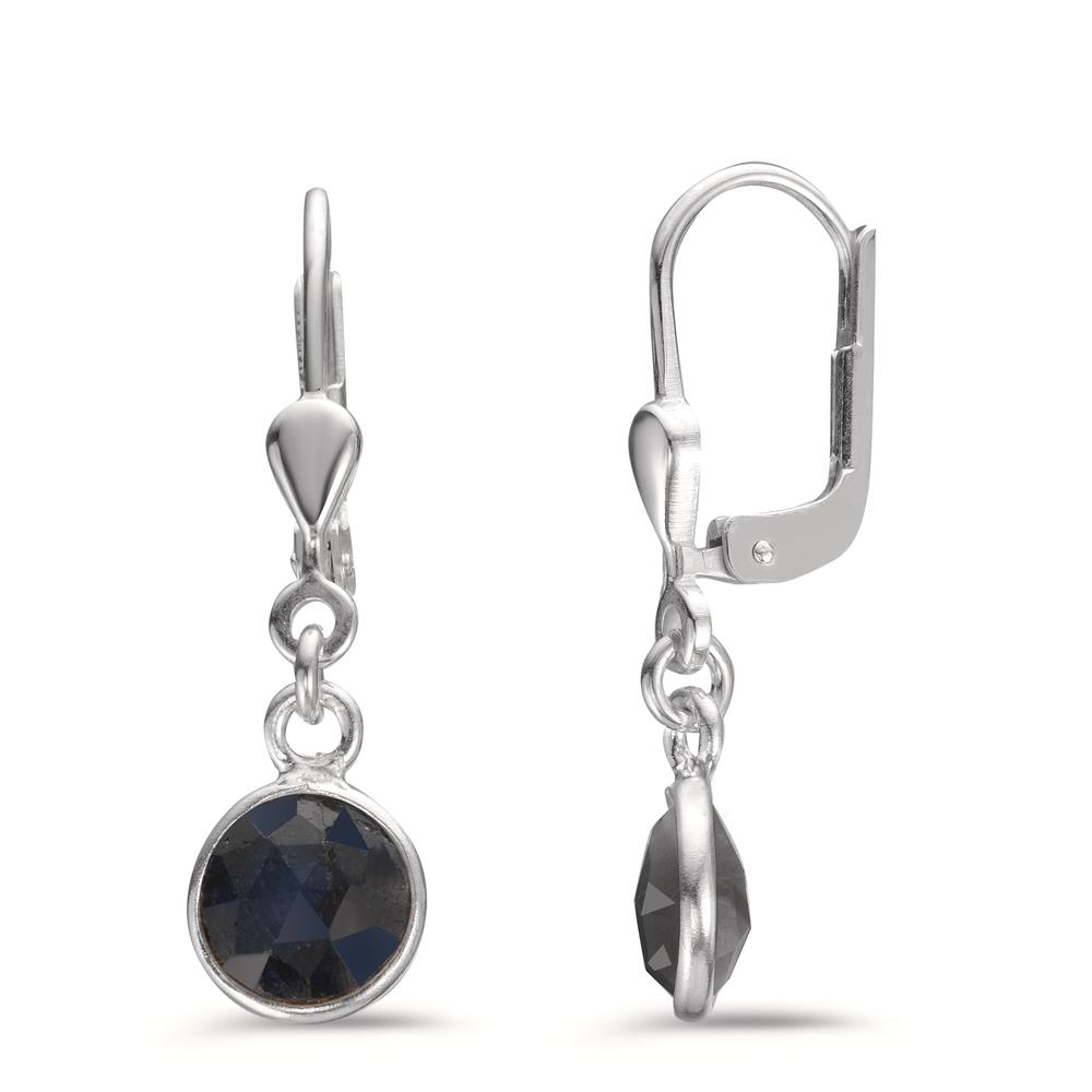 Pendant d'oreilles Argent Saphir 2 Pierres Ø7 mm-602653