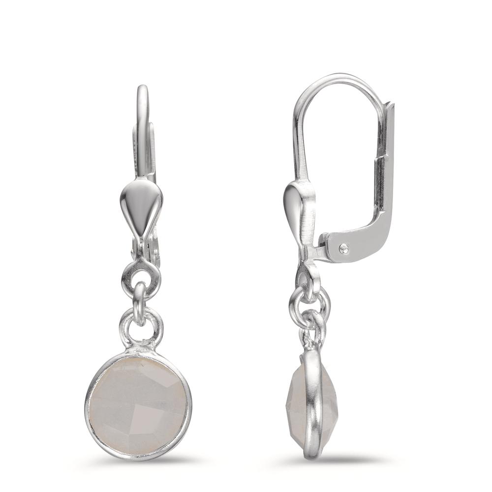 Pendant d'oreilles Argent Pierre de lune 2 Pierres Ø7 mm-602654