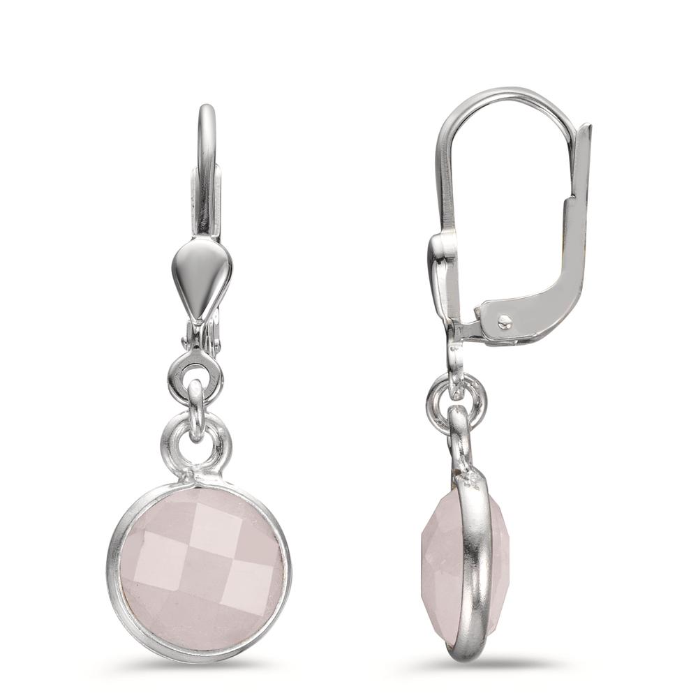Pendant d'oreilles Argent Quartz rose 2 Pierres Ø9 mm-602657