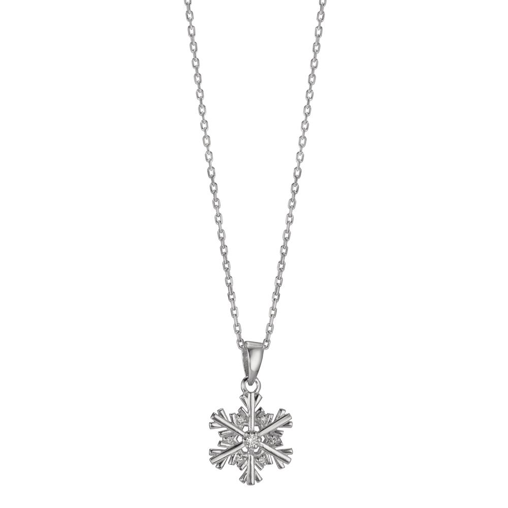Halskette mit Anhänger Silber Zirkonia 7 Steine Schneeflocke 40-42 cm verstellbar Ø13 mm-602726