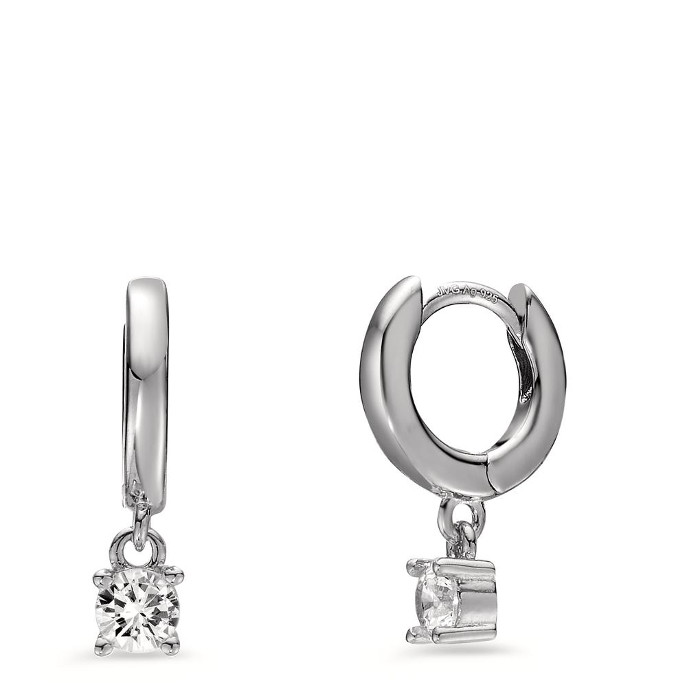 Créoles à charnières Argent Zircone 2 Pierres Rhodié-602773