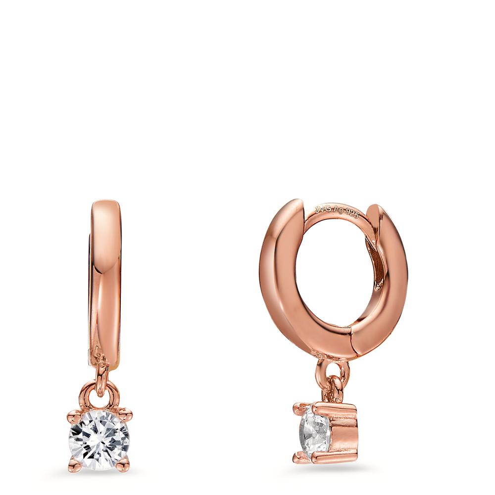 Créoles à charnières Argent Zircone 2 Pierres rosé Plaqué or-602774