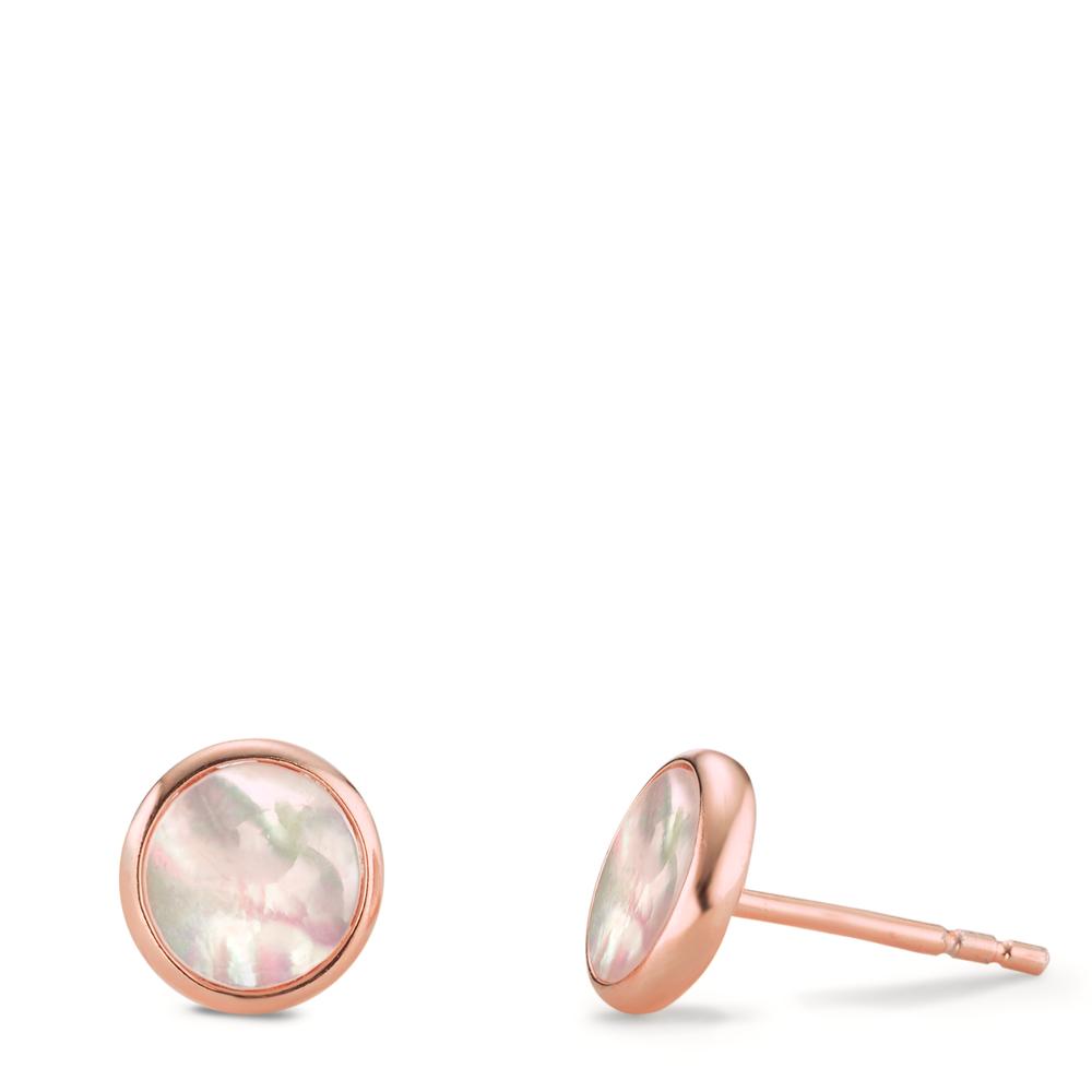 Clous d'oreilles Argent rosé Plaqué or nacre blanc Ø8 mm-602777