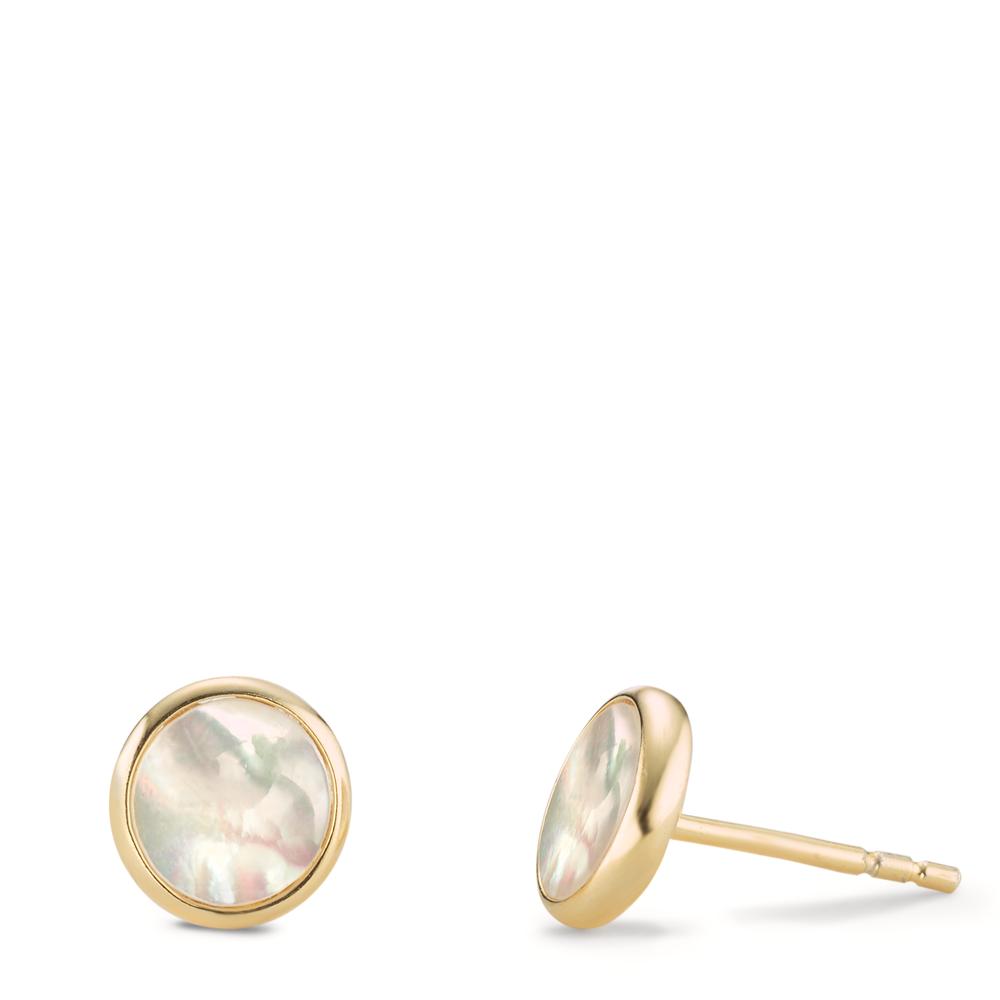 Clous d'oreilles Argent jaune Plaqué or nacre blanc Ø8 mm-602778