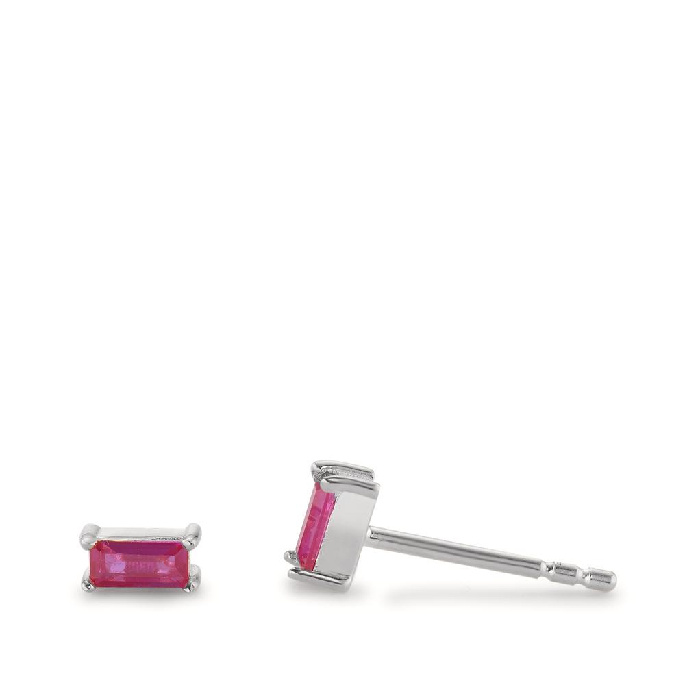 Clous d'oreilles Argent Zircone rose, 2 Pierres Rhodié-602787
