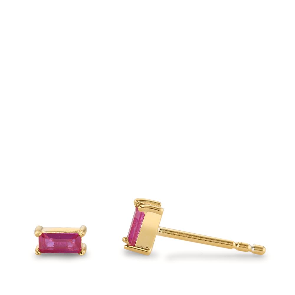 Clous d'oreilles Argent Zircone rose, 2 Pierres jaune Plaqué or-602789