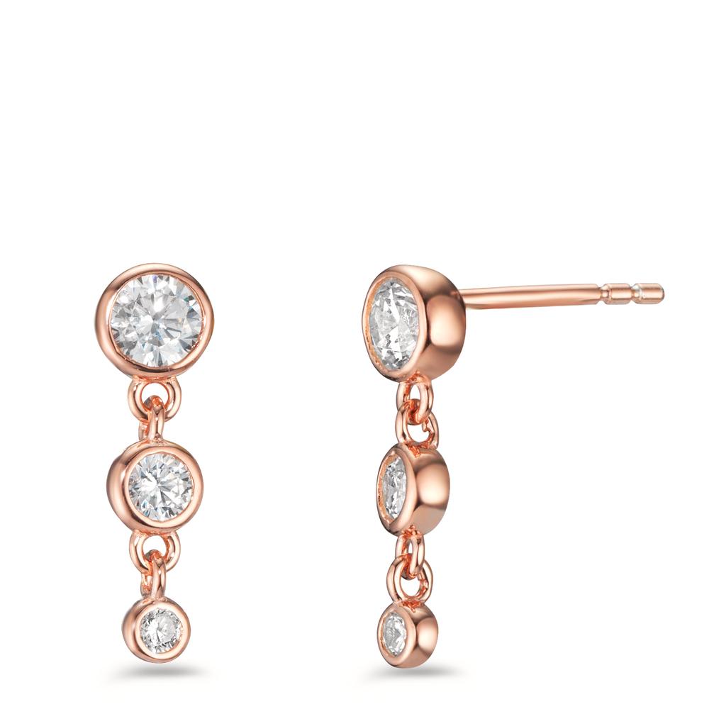 Pendant d'oreilles Argent Zircone 6 Pierres rosé Plaqué or-602805