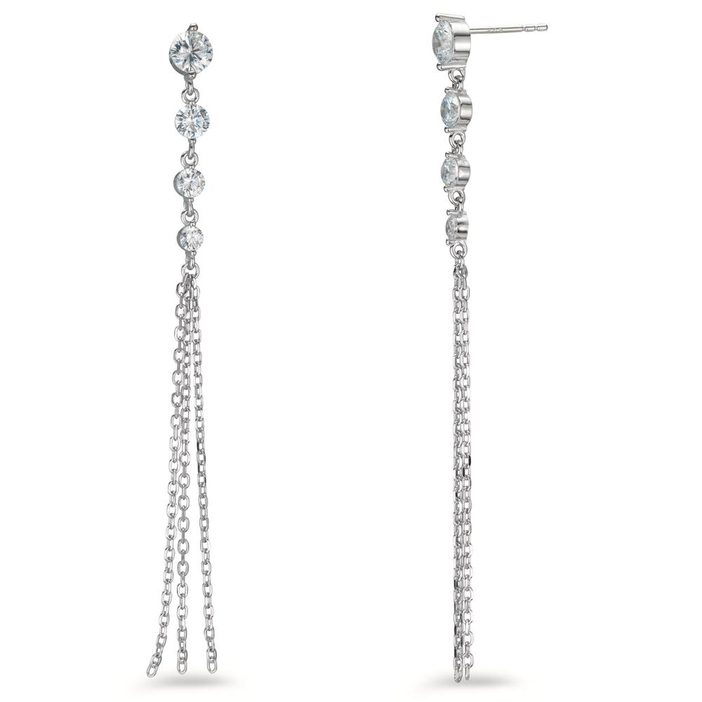 Pendant d'oreilles Argent Zircone 8 Pierres Rhodié-602807
