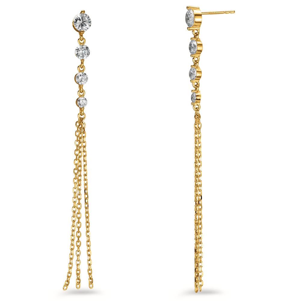 Pendant d'oreilles Argent Zircone 8 Pierres jaune Plaqué or-602809