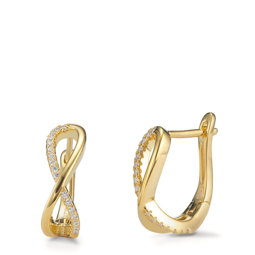 Créoles à charnières Argent Zircone 28 Pierres jaune Plaqué or-602821