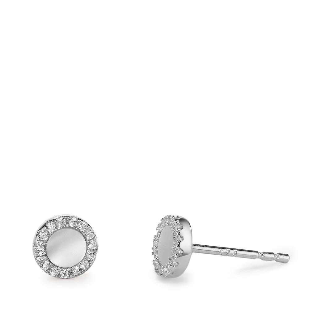 Clous d'oreilles Argent Zircone Rhodié nacre blanc Ø6 mm-602822