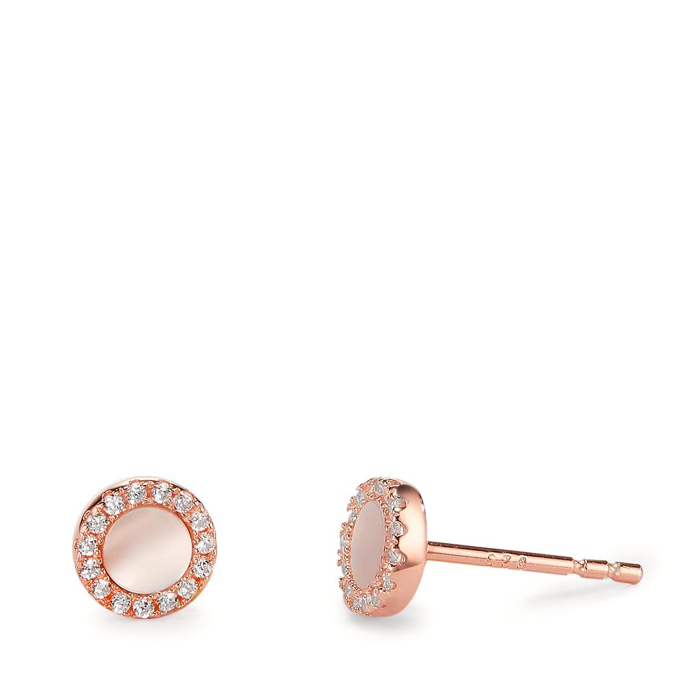 Clous d'oreilles Argent Zircone rosé Plaqué or nacre blanc Ø6 mm-602823