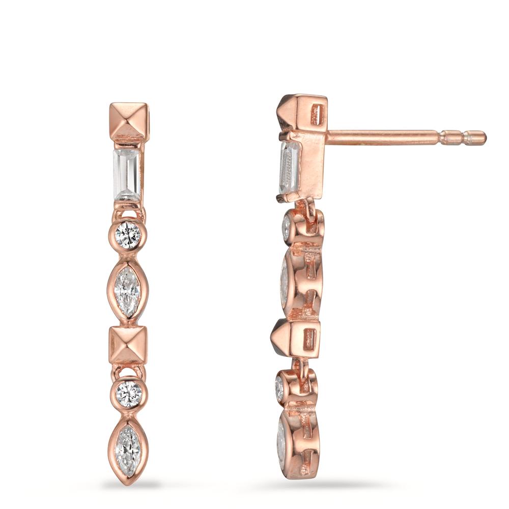 Pendant d'oreilles Argent Zircone 8 Pierres rosé Plaqué or-602832