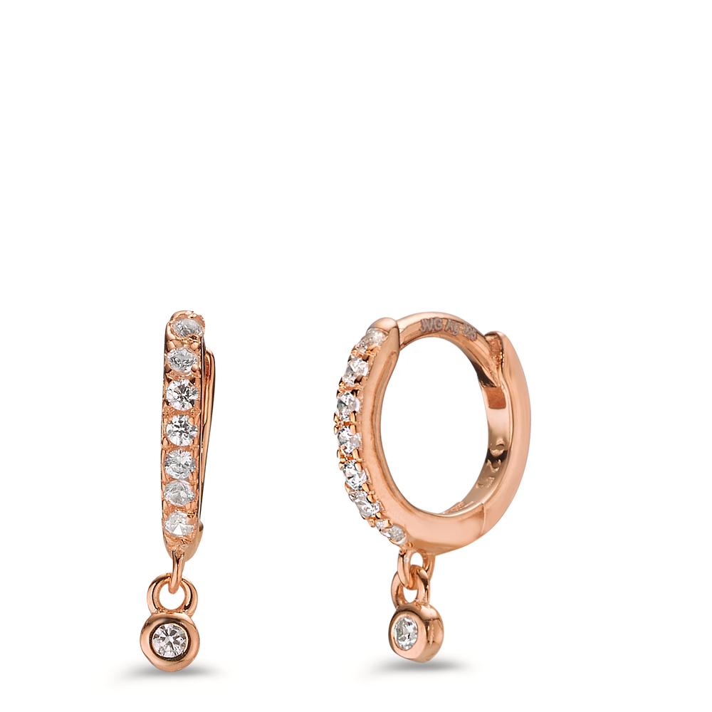 Créoles à charnières Argent Zircone 16 Pierres rosé Plaqué or-602853