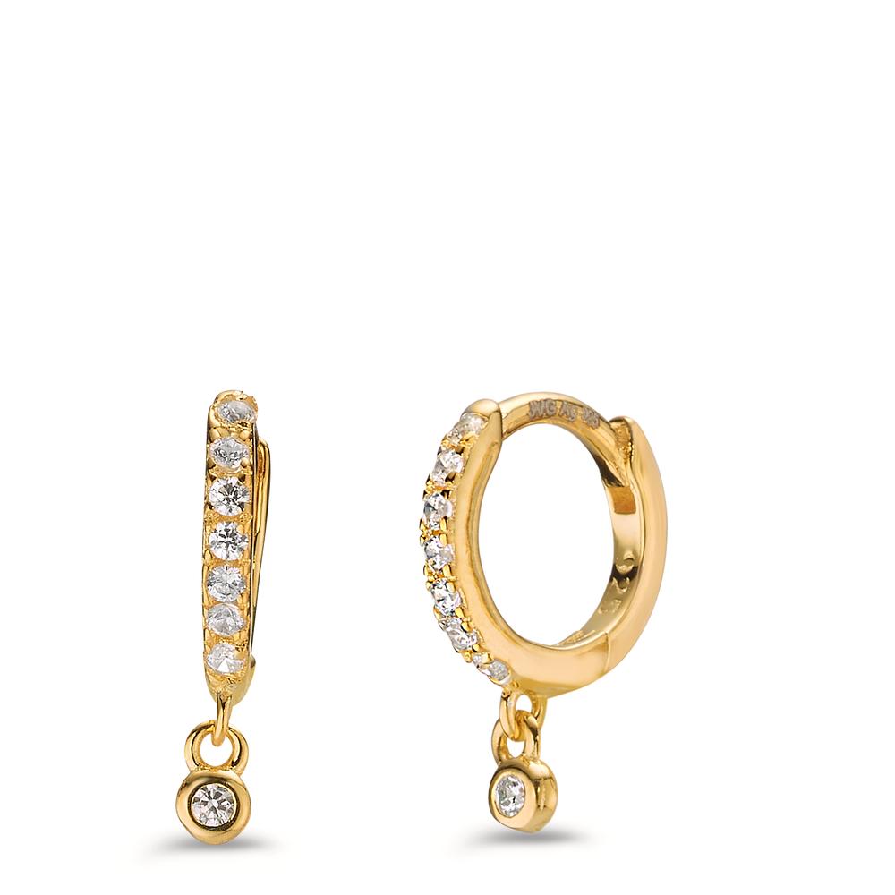 Créoles à charnières Argent Zircone 16 Pierres jaune Plaqué or-602854