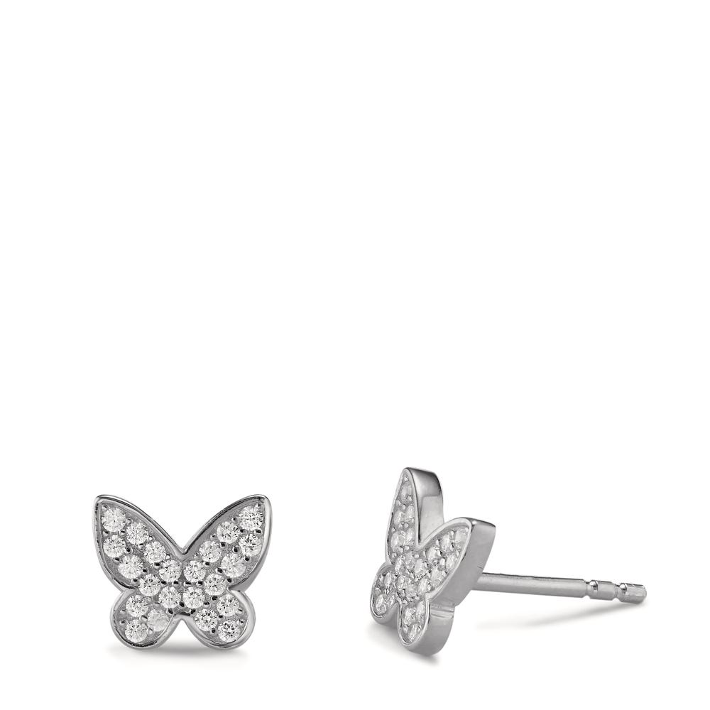 Clous d'oreilles Argent Zircone Rhodié Papillon Ø7 mm-602867